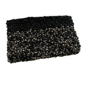 Elegant Black and Silver Beaded Coin Purse